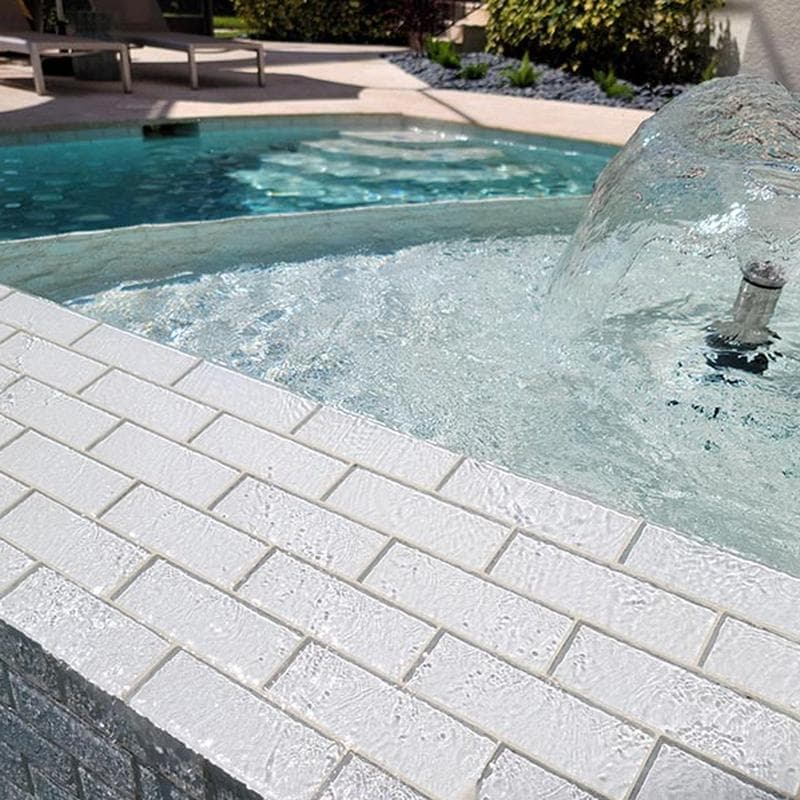 Moonscape White 2x6 Glass Mosaic 12"x12" Pool Tile - Image 5