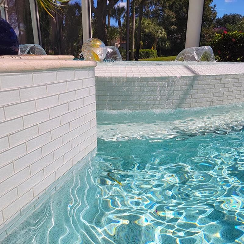 Moonscape White 2x6 Glass Mosaic 12"x12" Pool Tile - Image 4