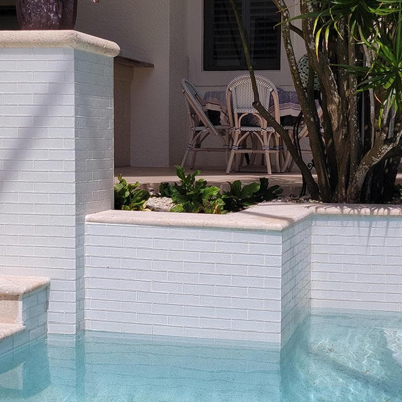 Moonscape White 2x6 Glass Mosaic 12"x12" Pool Tile - Image 3