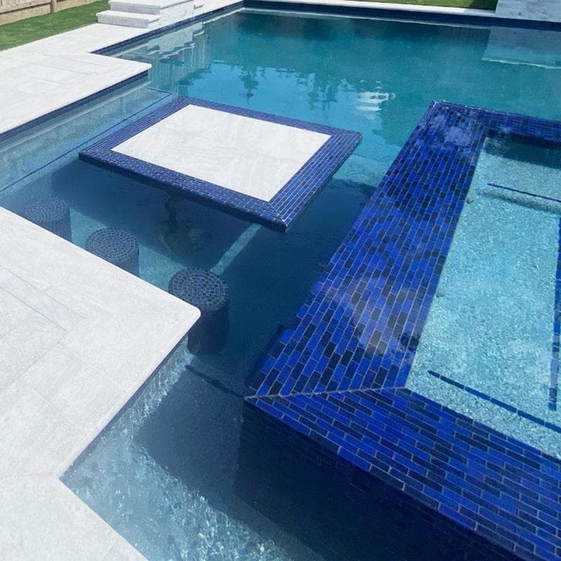 Nightfall Cobalt Black 1x3 Glass Mosaic 12"x12" Pool Tile - Image 5