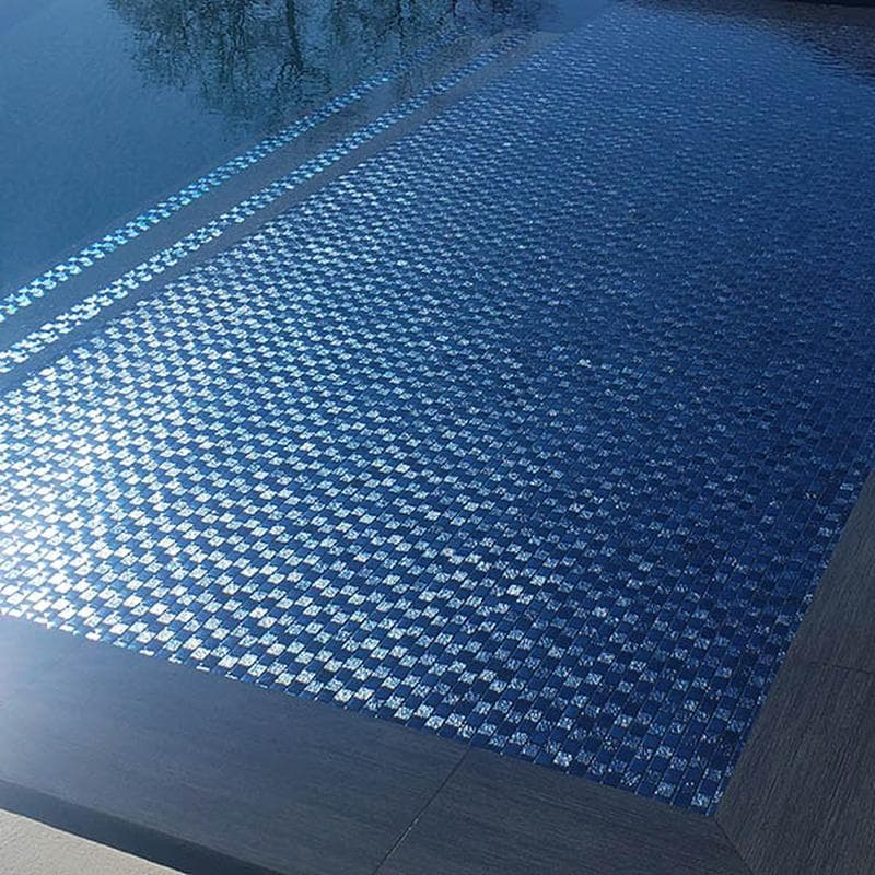 Signature Blue 1x1 Glass Mosaic 12"x12" Pool Tile - Image 7