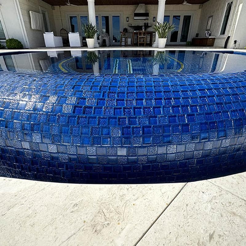 Signature Blue 1x1 Glass Mosaic 12"x12" Pool Tile - Image 6
