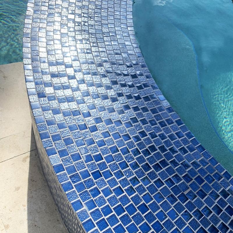 Signature Blue 1x1 Glass Mosaic 12"x12" Pool Tile - Image 4