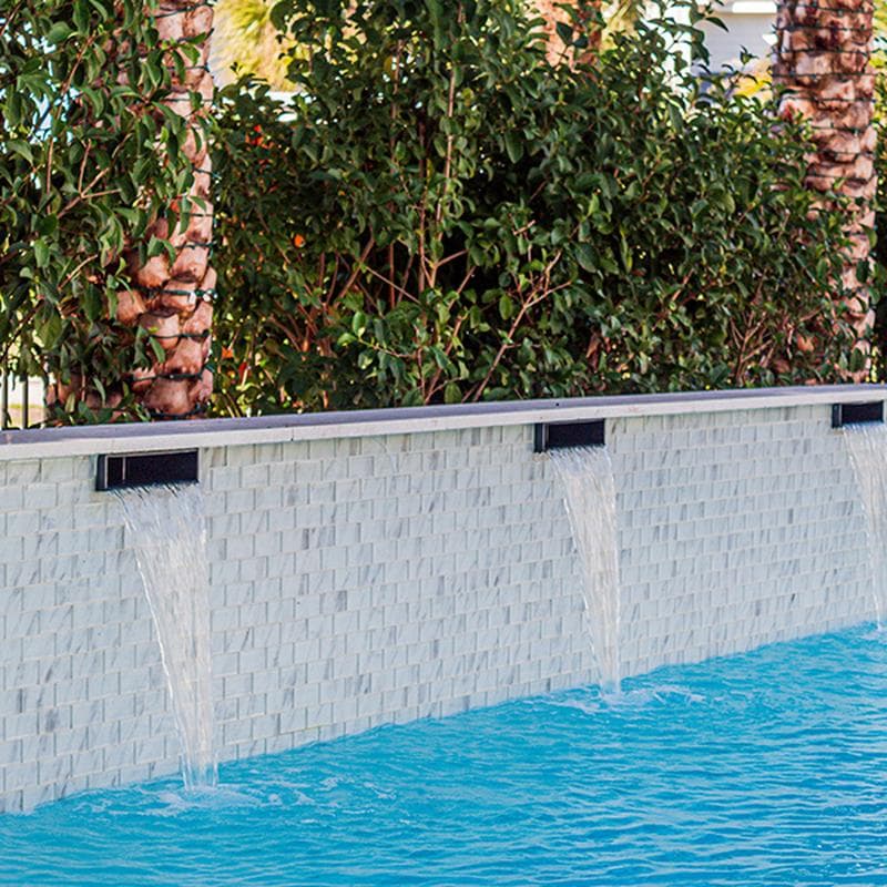 Subway Stratus White 2x4 Glass Mosaic 12"x12" Pool Tile - Image 4