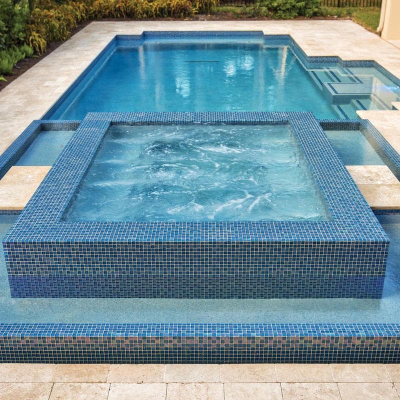 Twilight Azure 1x1 Glass Mosaic 12"x12" Pool Tile - Image 3