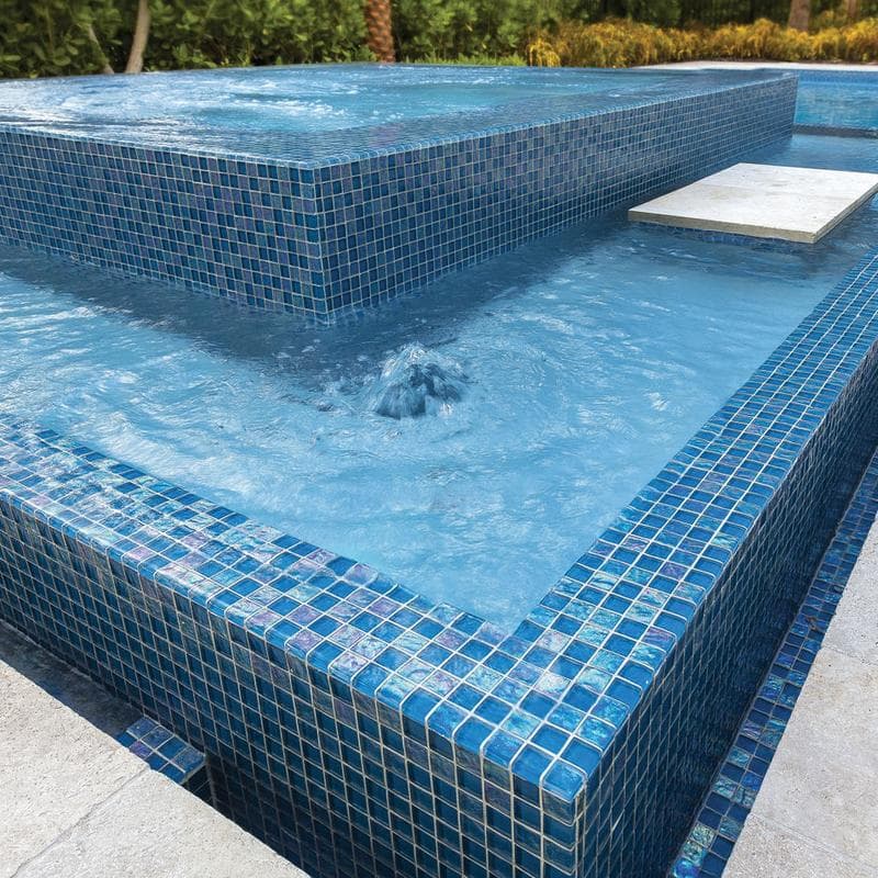 Twilight Azure 1x1 Glass Mosaic 12"x12" Pool Tile - Image 5