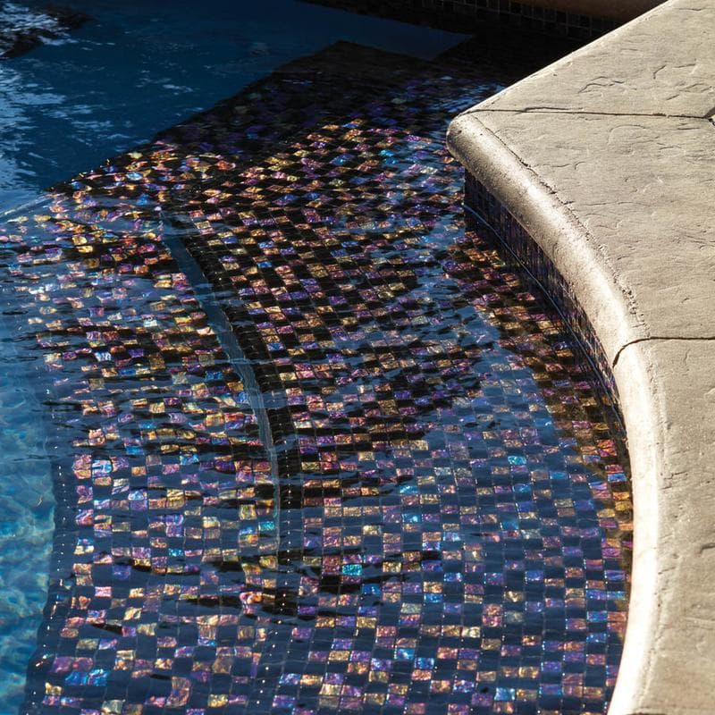 Twilight Black 1x1 Glass Mosaic 12"x12" Pool Tile - Image 5