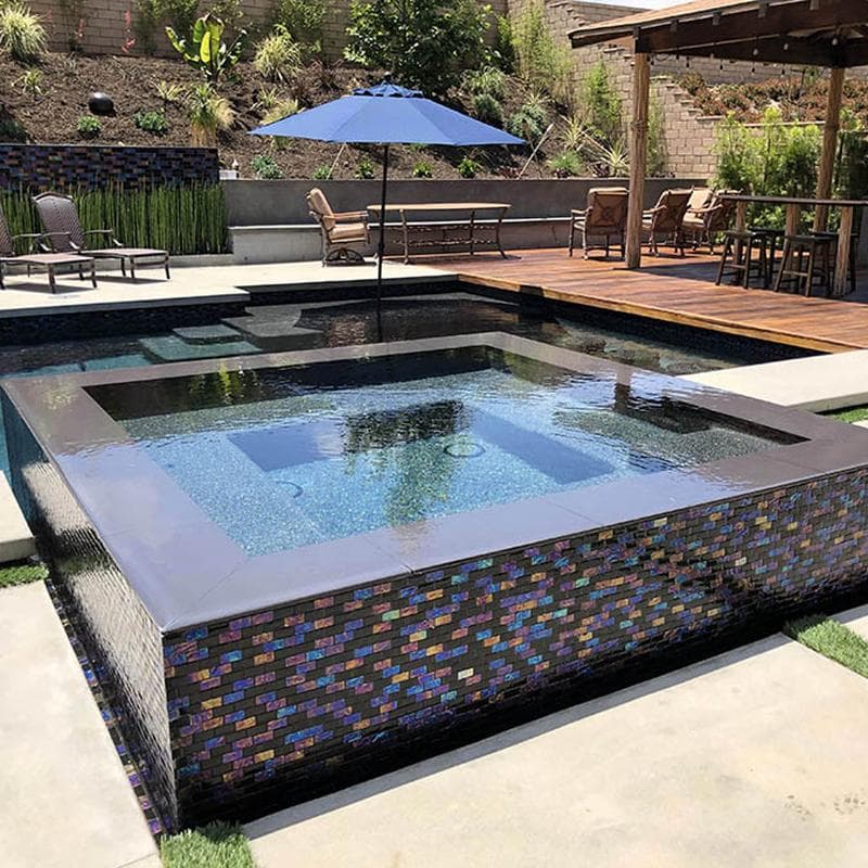 Twilight Black 1x2 Glass Mosaic 12"x12" Pool Tile - Image 7