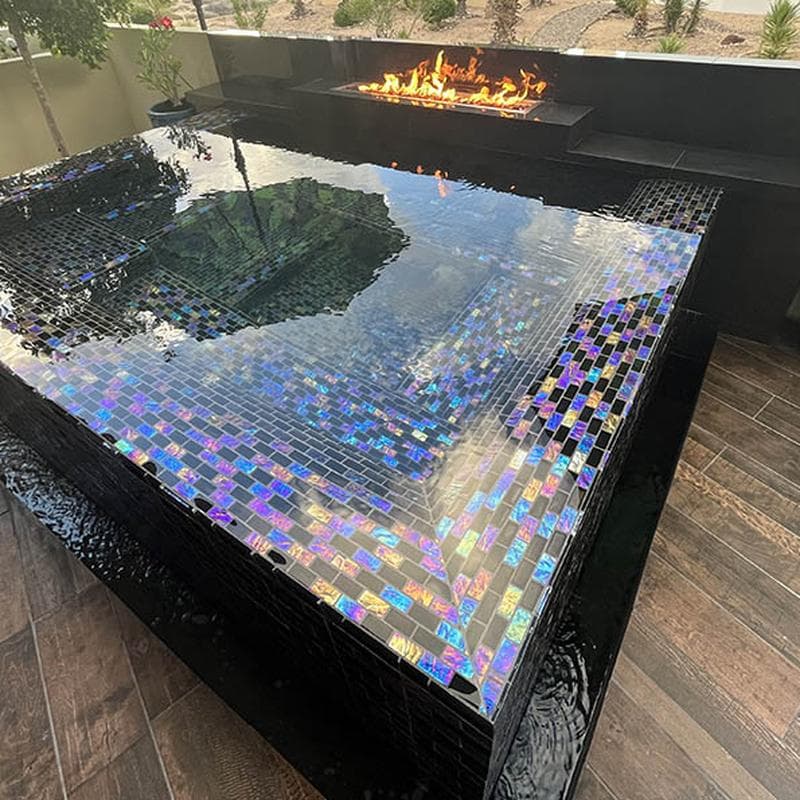 Twilight Black 1x2 Glass Mosaic 12"x12" Pool Tile - Image 4