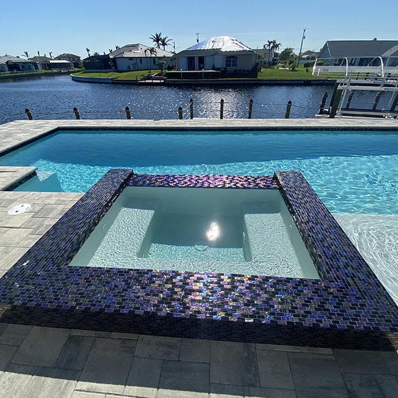 Twilight Black 1x2 Glass Mosaic 12"x12" Pool Tile - Image 5