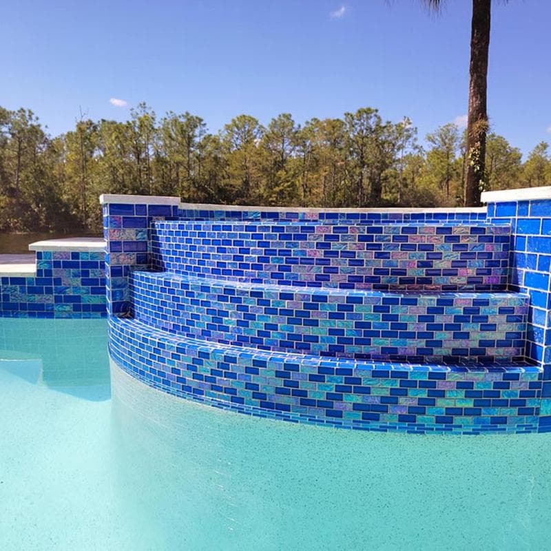 Twilight Royal Blue Mixed Glass Mosaic 12"x12" Pool Tile - Image 3