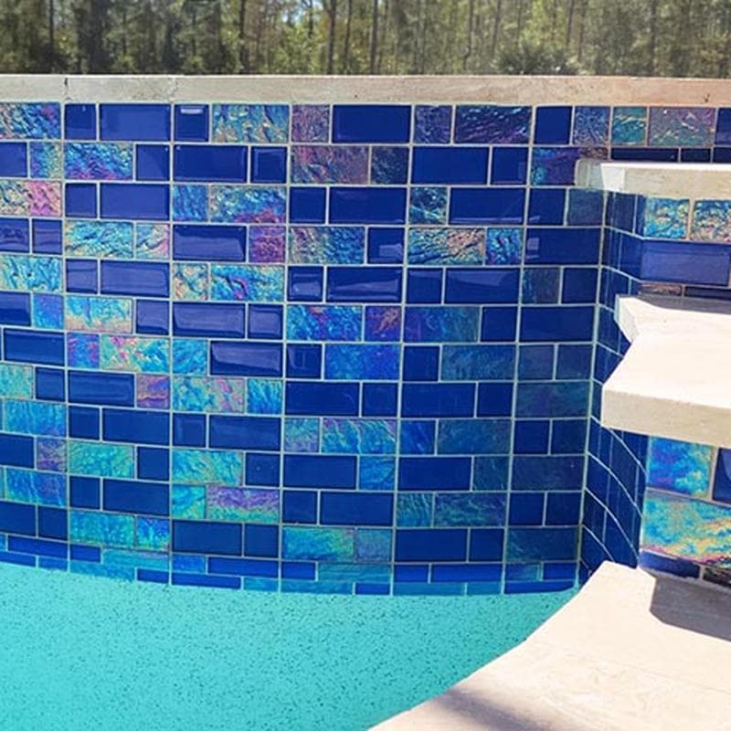 Twilight Royal Blue Mixed Glass Mosaic 12"x12" Pool Tile - Image 4