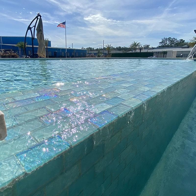 Twilight Turquoise Mixed Glass Mosaic 12"x12" Pool Tile - Image 3