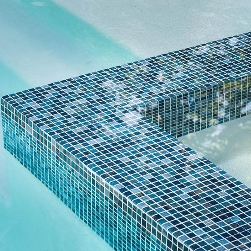 Venetian Blue Copper Blend 3/4x3/4 Glass Mosaic 12 7/8" x 12 7/8" Pool Tile - Image 4