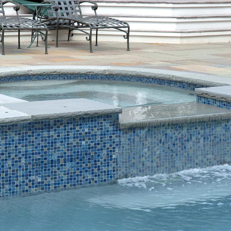 Venetian Blue Copper Blend 3/4x3/4 Glass Mosaic 12 7/8" x 12 7/8" Pool Tile - Image 3