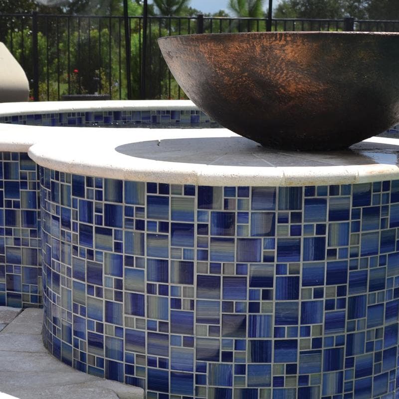 Watercolors Blue Blend Mixed Glass Mosaic 12"x12" Pool Tile - Image 5