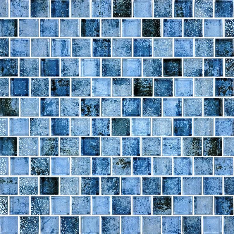 Signature Shadow Blue 1x1 Glass Mosaic 12"x12" Pool Tile - Image 1