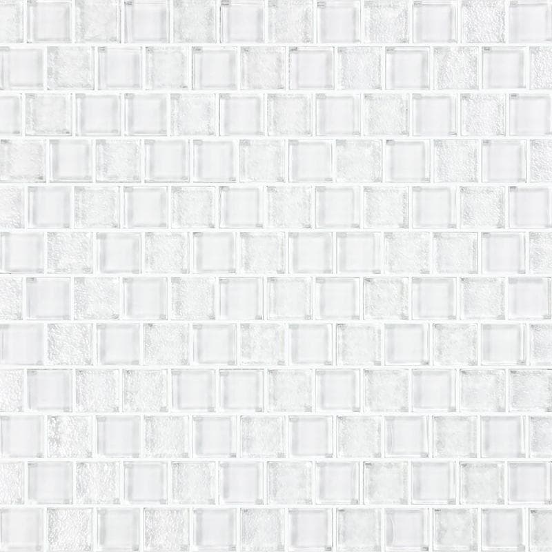 Signature Bright White 1x1 Glass Mosaic 12"x12" Pool Tile - Image 1