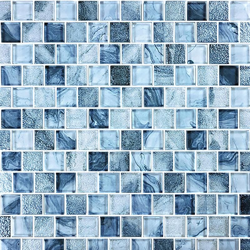 Signature Arctic Blue 1x1 Glass Mosaic 12"x12" Pool Tile - Image 1