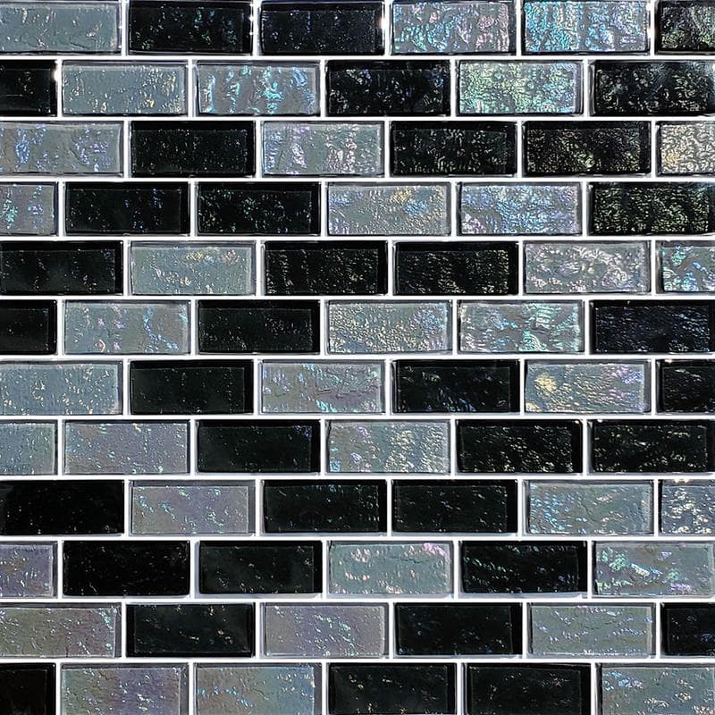 Galaxy Slate Blend 1x2 Glass Mosaic 12"x12" Pool Tile - Image 1
