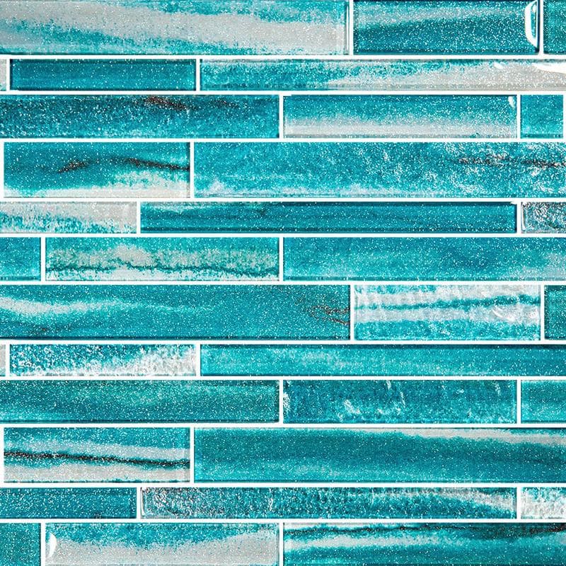 Coastal Sands Aquamarine Mixed Glass Mosaic 12"x12" Pool Tile - Image 1