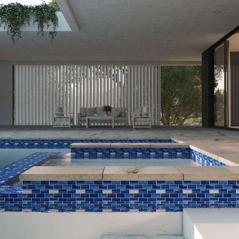 Aquabella Monet Paradise 1x2 Glass Mosaic 12"x12" Pool Tile (MS-1284) - Image 6