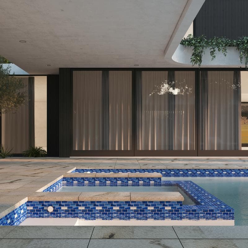 Aquabella Monet Paradise 1x2 Glass Mosaic 12"x12" Pool Tile (MS-1284) - Image 4