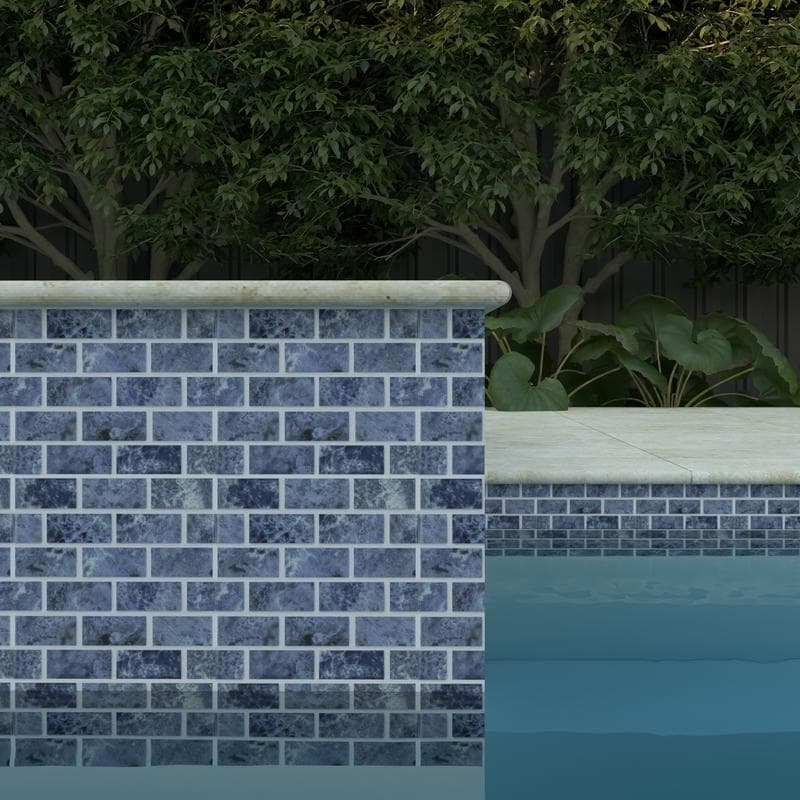 Aquabella Gemstones Lapis 1x2 Porcelain Mosaic 12"x12" Pool Tile - Image 7