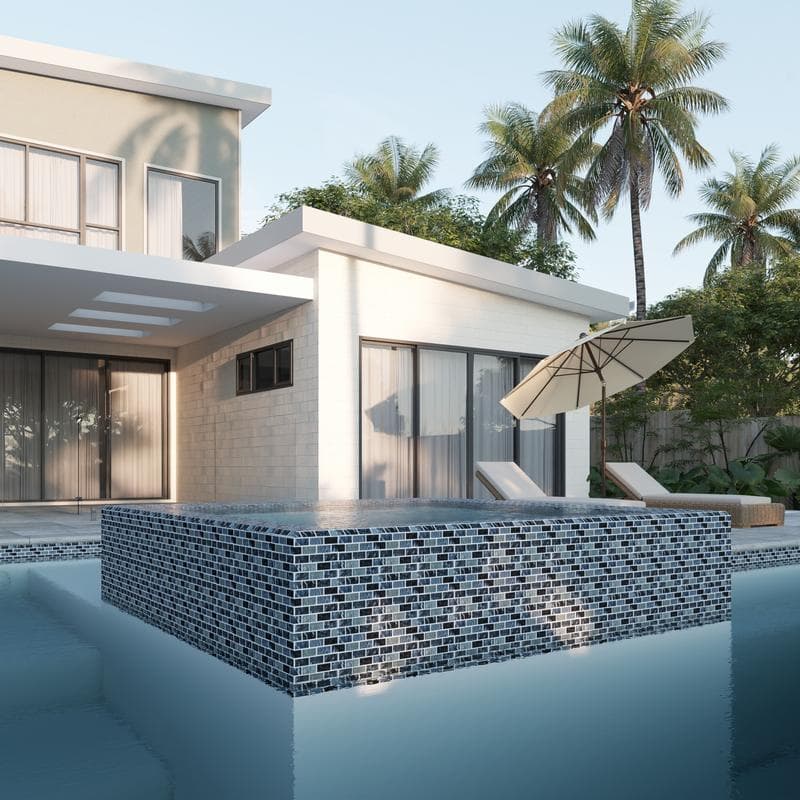 Aquabella Aurora Borealis Magic 1x2 Glass Mosaic 12"x12" Pool Tile (AB-1213) - Image 2