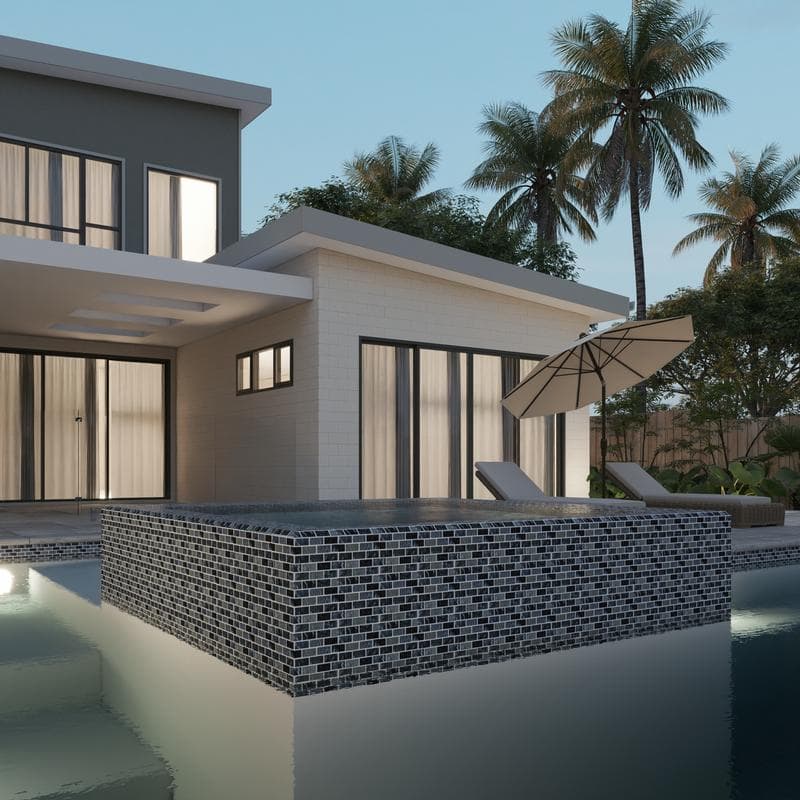 Aquabella Aurora Borealis Magic 1x2 Glass Mosaic 12"x12" Pool Tile (AB-1213) - Image 10