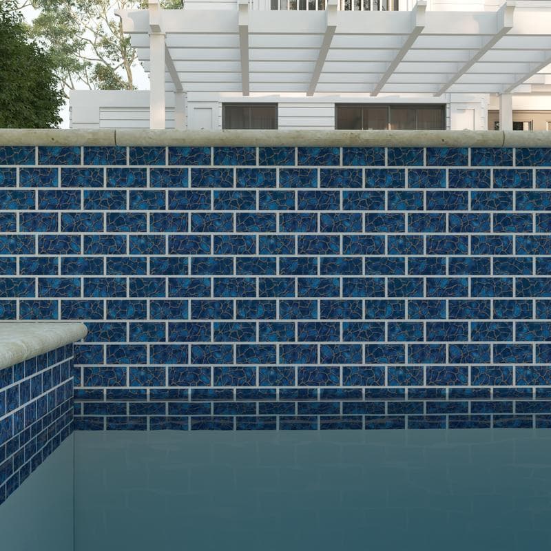 Aquabella Timeless Blue Allure 1x2 Porcelain Mosaic 12"x12" Pool Tile - Image 9