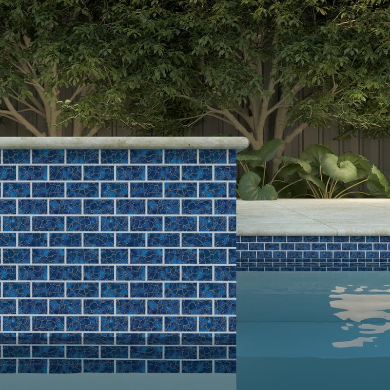 Aquabella Timeless Blue Allure 1x2 Porcelain Mosaic 12"x12" Pool Tile - Image 7