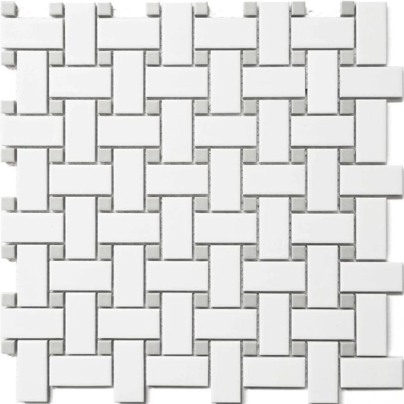 CC Mosaics Matte Gr 12x12 Mosaic. Basket Weave Dot - Image 1