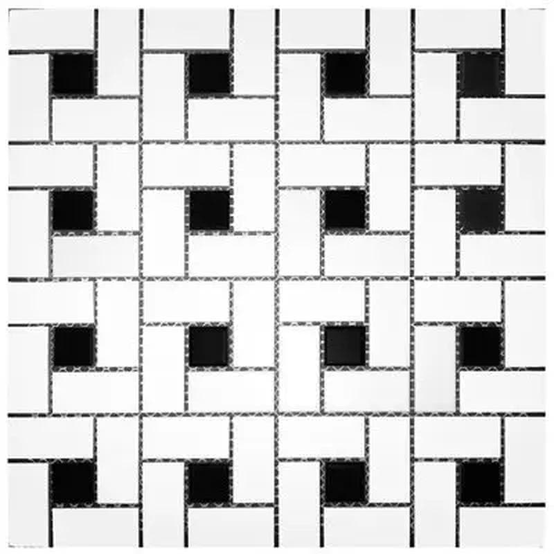 CC Mosaics Matte 12x12 PinWhiteeel Mosaic Black & White Dot - Image 1