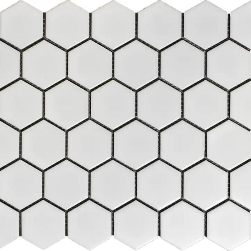 CC Mosaics Matte White 12x12 Mosaic. Hexagon 2x2 - Image 1