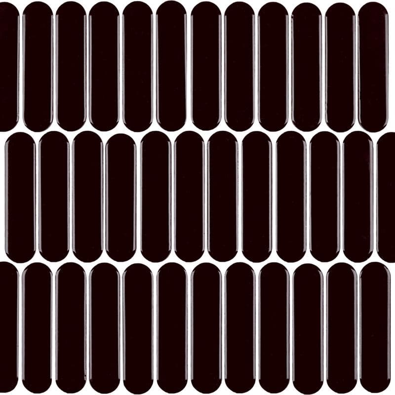 CC Mosaics+ Bright Black Oval 12x12 Mosaic - Image 1