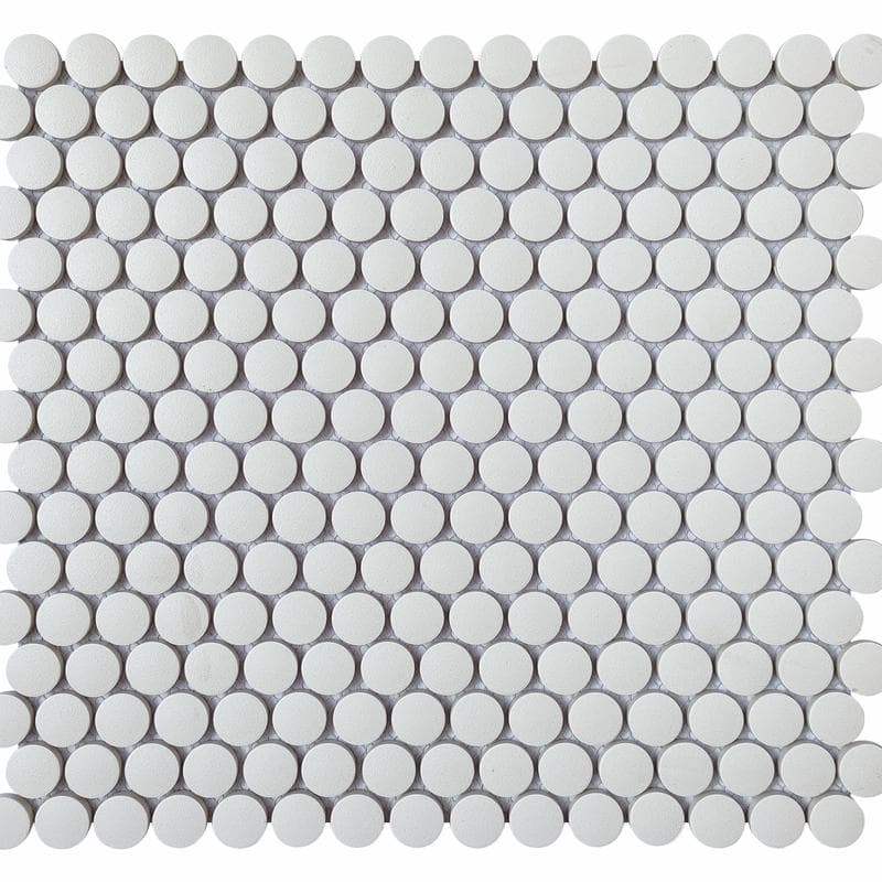 CC Porcelain White Penny 12x12 Mosaic - Image 1