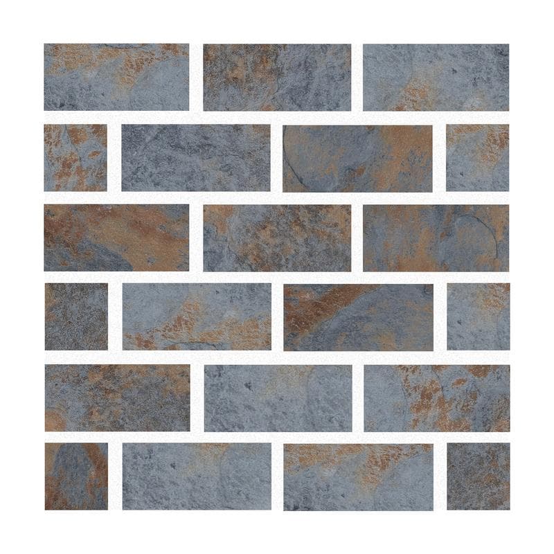 Aquabella Slate River Bend 1x2 Porcelain Mosaic 12"x12" Pool Tile - Image 1