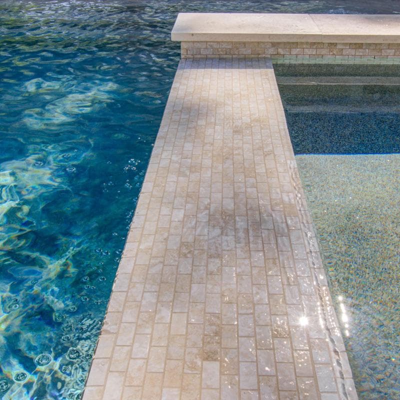 Aquabella Monticello Avorio 1x2 Porcelain Mosaic 12"x12" Pool Tile - Image 5