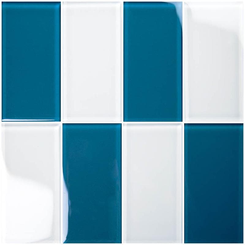 Hampton Imperial Blue 3x6 Glass Mosaic 12"x12" Pool Tile - Image 1