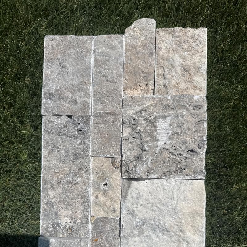 Silver Travertine Split Face 6x24 Ledger Panel Flats - Image 4