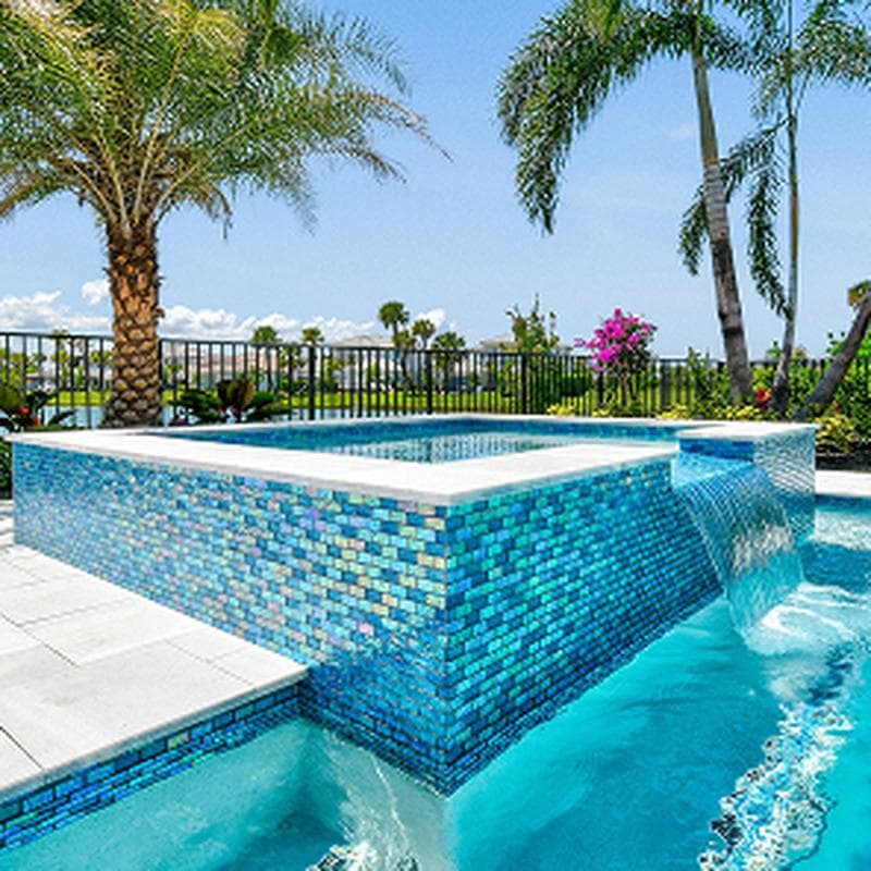 Aquabella Aurora Borealis Marvel 1x2 Glass Mosaic 12"x12" Pool Tile (AB-1211) - Image 3