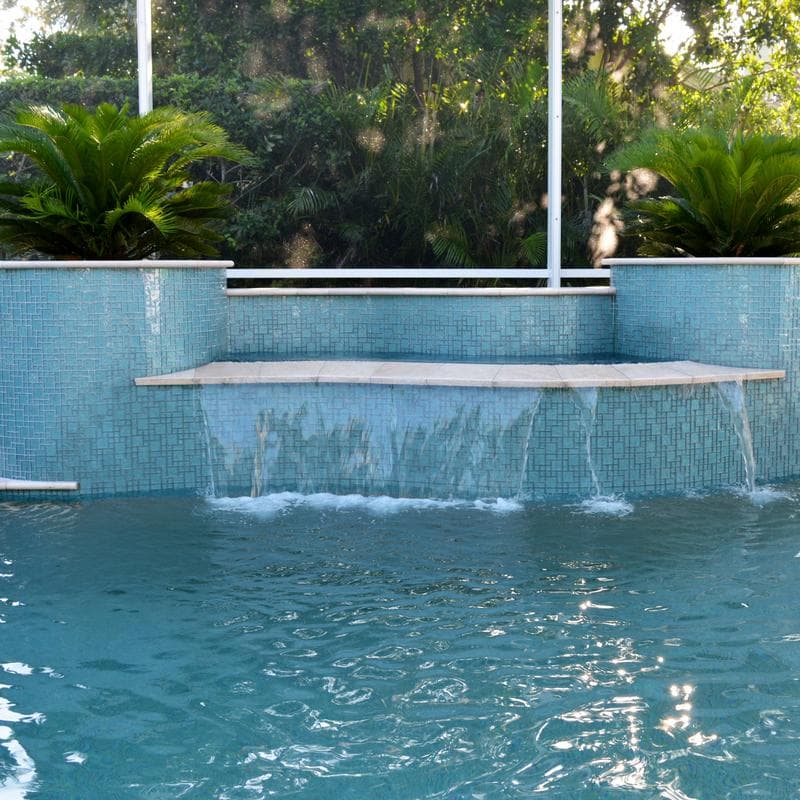 Galaxy Aquamarine Mixed Glass Mosaic 12"x12" Pool Tile - Image 3