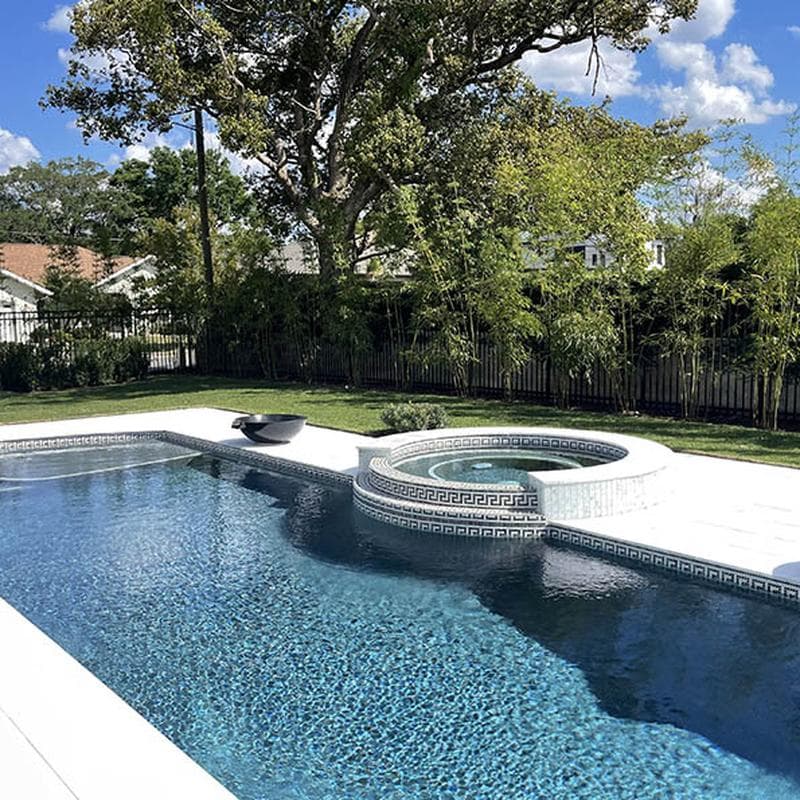 Greek Key Black White 5/8x5/8 Glass Mosaic 12"x12" Pool Tile - Image 3