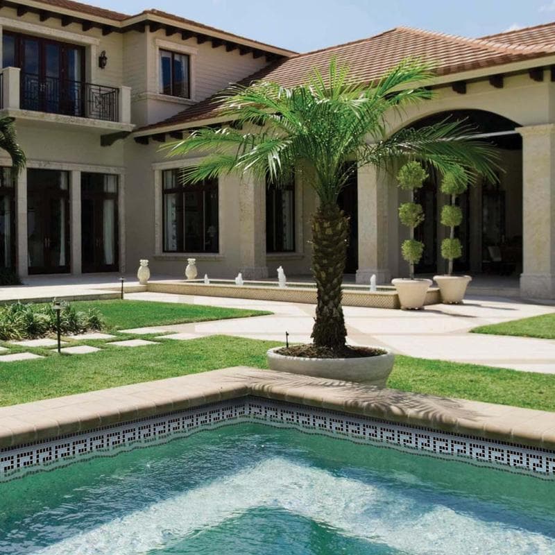 Greek Key Blue White 5/8x5/8 Glass Mosaic 12"x12" Pool Tile - Image 2