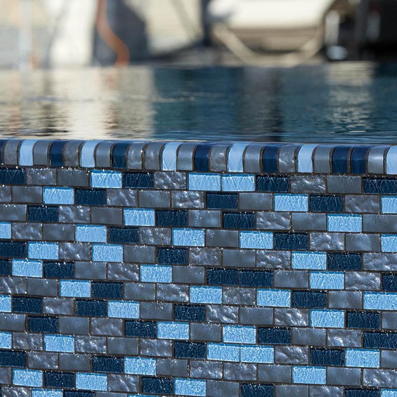 Titanium Blue Blend 1x2 Glass Mosaic 12"x12" Pool Tile - Image 7
