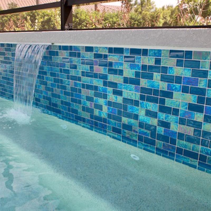 Twilight Azure 1x2 Glass Mosaic 12"x12" Pool Tile - Image 7
