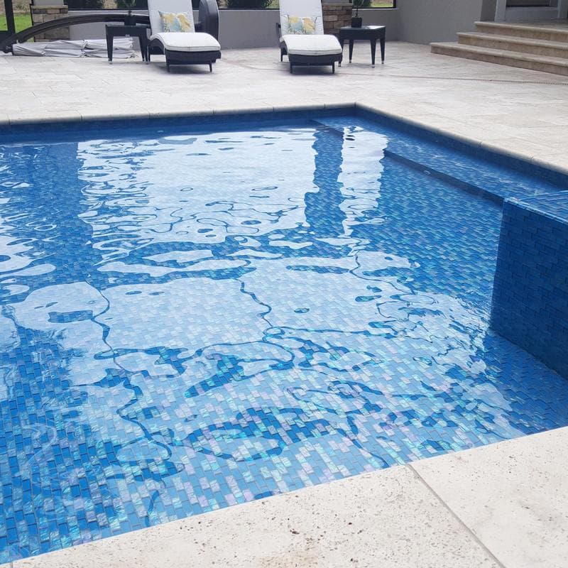 Twilight Azure 1x2 Glass Mosaic 12"x12" Pool Tile - Image 5