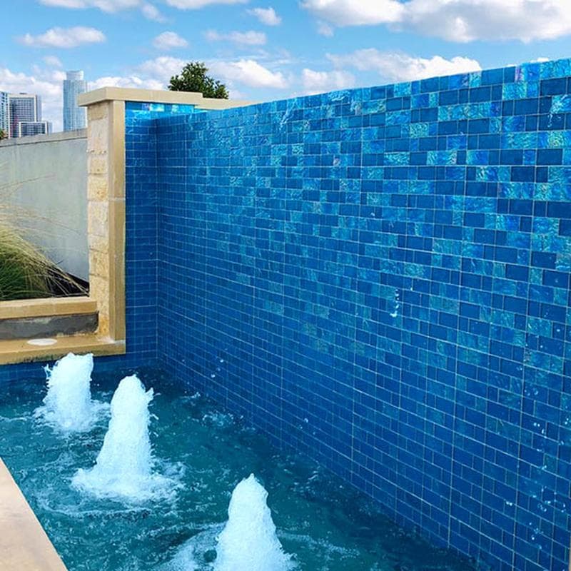 Twilight Azure Mixed Glass Mosaic 12"x12" Pool Tile - Image 7