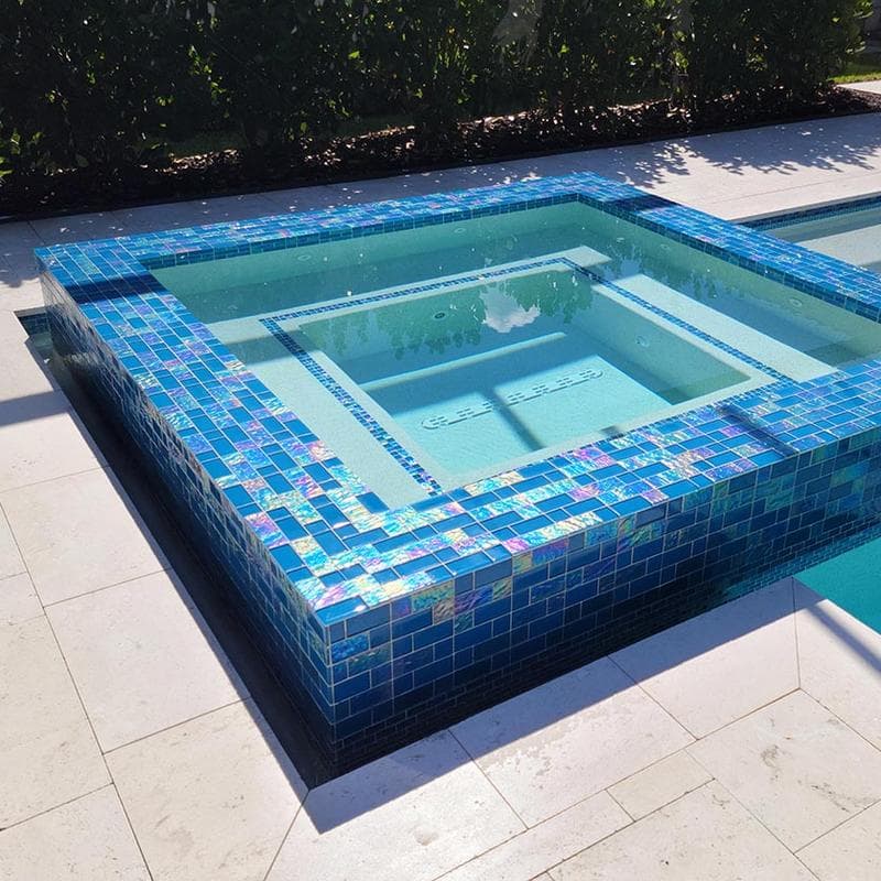 Twilight Azure Mixed Glass Mosaic 12"x12" Pool Tile - Image 6